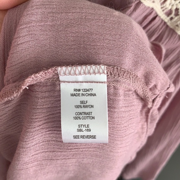 NSR boho crochet button down top & roll sleeves - Picture 7 of 10